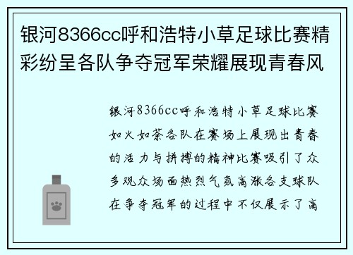 银河8366cc呼和浩特小草足球比赛精彩纷呈各队争夺冠军荣耀展现青春风采